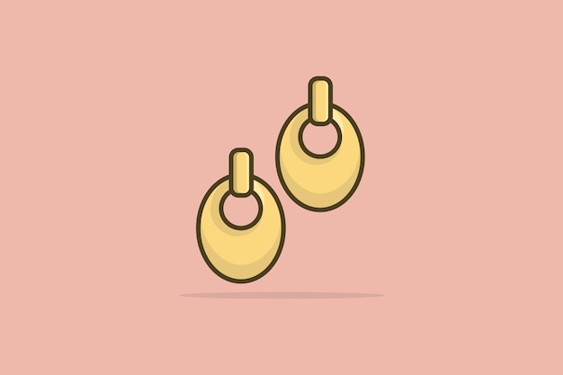 Decoración de joyas de pendientes para mujeres elegantes en una ilustración vectorial de estilo único