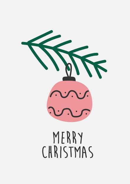 Decoración de juguete de Navidad dibujada a mano Diseño de tarjeta moderno simple escandinavo