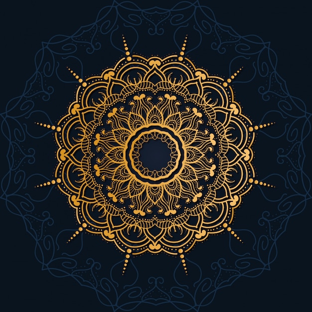 Vector decoración de lujo de flores de mandala con color dorado brillante.