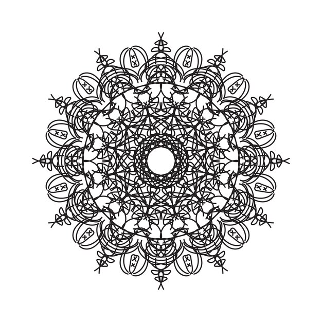 Decoración de mandala dibujada a mano en adorno étnico de garabato