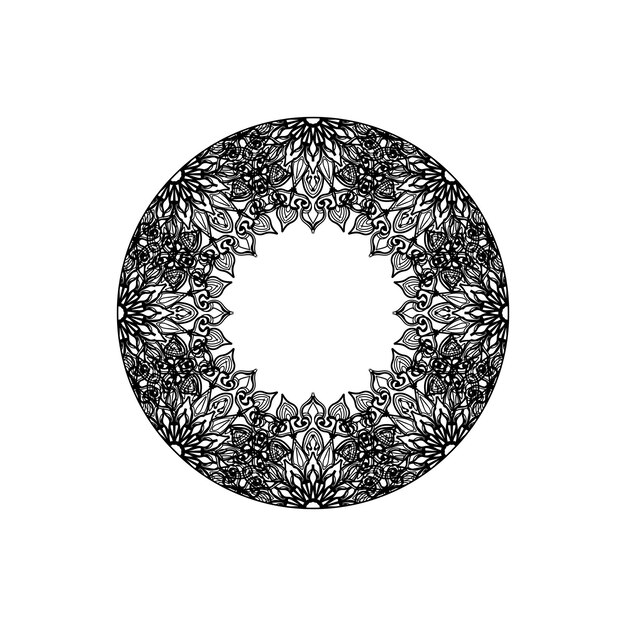 Decoración de mandala dibujada a mano en un adorno étnico oriental