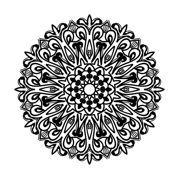 Decoración de mandala dibujada a mano en un adorno étnico oriental