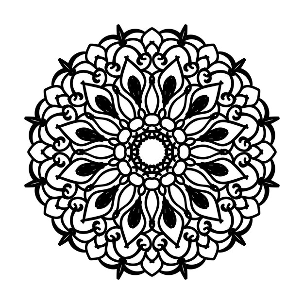 Decoración de mandala dibujada a mano en un adorno étnico oriental