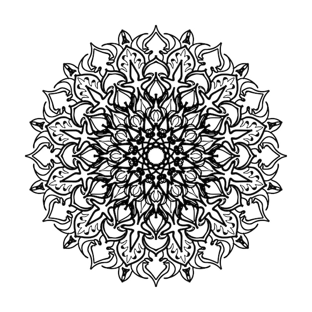 Decoración de mandala dibujada a mano en un adorno étnico oriental