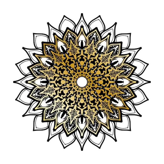 Decoración de mandala dibujada a mano en un adorno étnico oriental