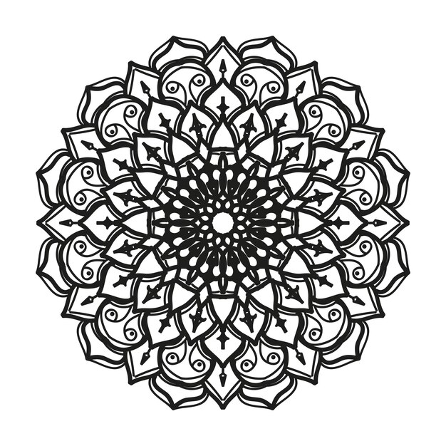 Decoración de mandala dibujada a mano en un adorno étnico oriental