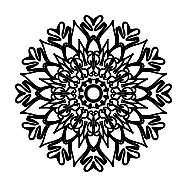 Decoración de mandala dibujada a mano en un adorno étnico oriental