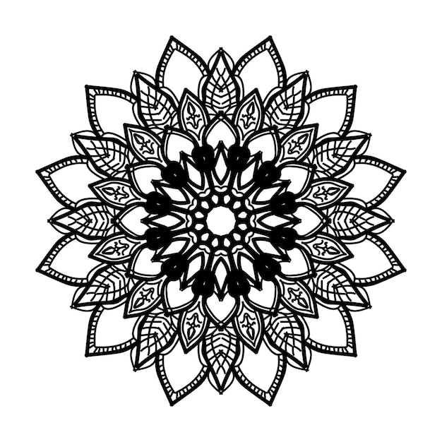 Decoración de mandala dibujada a mano en un adorno étnico oriental