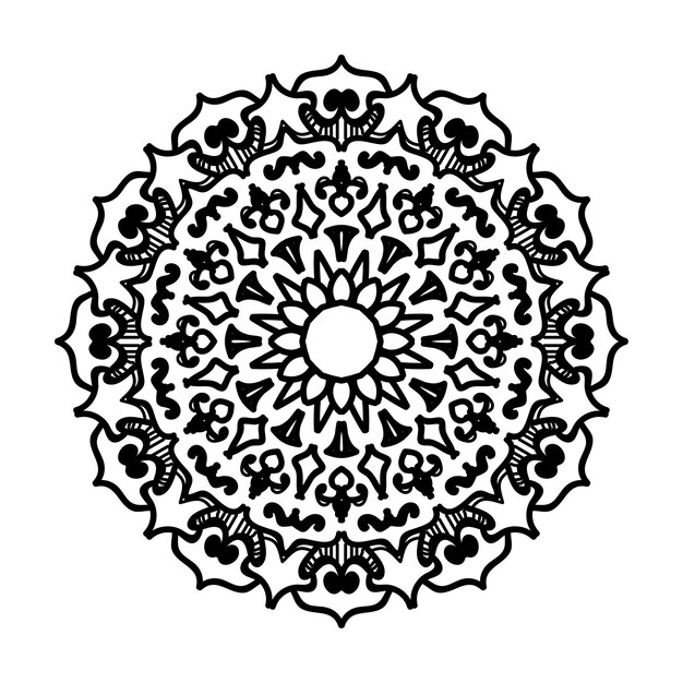 Decoración de mandala dibujada a mano en un adorno étnico oriental