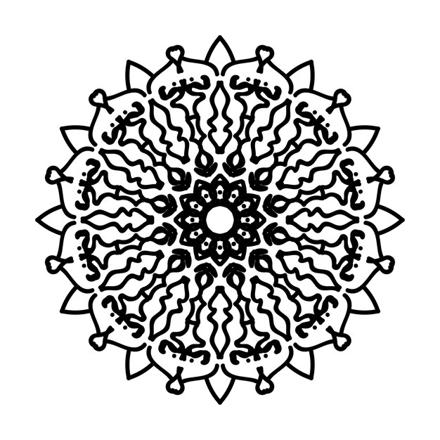 Decoración de mandala dibujada a mano en adorno de garabato oriental étnico