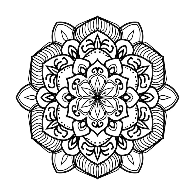 Decoración de mandala dibujada a mano en adorno de garabato oriental étnico