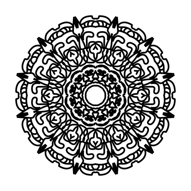 Decoración de mandala dibujada a mano en adorno de garabato oriental étnico