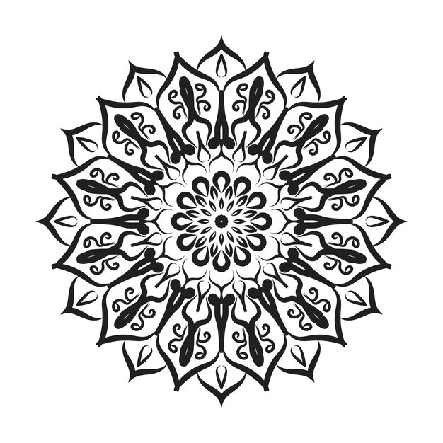 Decoración de mandala dibujada a mano en adorno de garabato oriental étnico