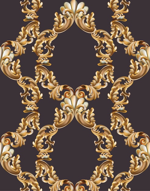 Decoración de marco barroco de la vendimia. Ilustración de vector de ornamento realista 3d detallada