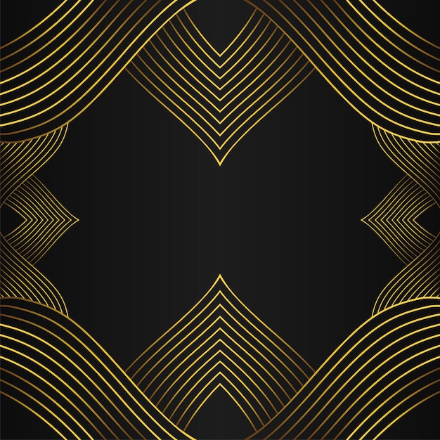 decoración de marco de línea dorada sobre diseño de fondo negro