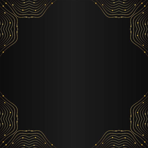 decoración de marco de línea dorada sobre diseño de fondo negro