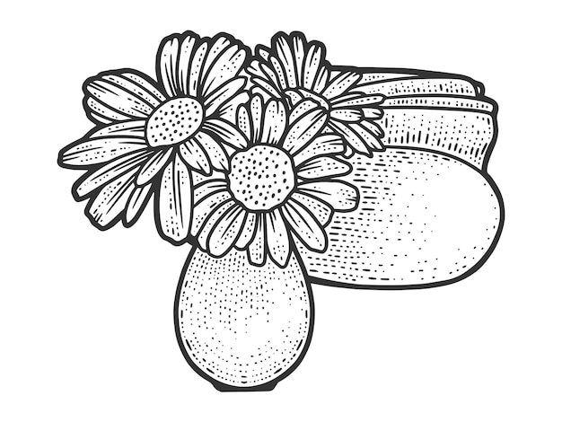 Decoración de mesa jarrón de flores y servilletero sketch imitación tablero scratch