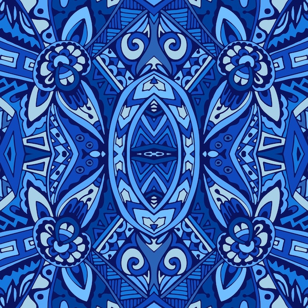 Decoración de mosaico de impresión de textura de mosaico patrón oriental con ornamento azul arabesco