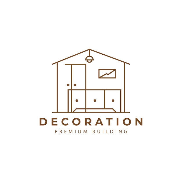 Decoración de muebles armario casa edificio logotipo icono vectorial símbolo diseño minimalista