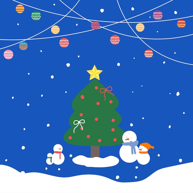 Decoración del muñeco de nieve del árbol de Navidad día nevado