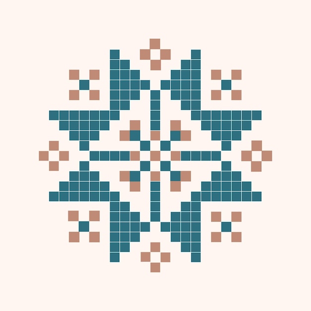 Decoración de Navidad y Año Nuevo con pixel art de copo de nieve Ilustración vectorial