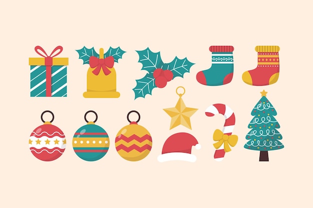 Decoración de Navidad Conjunto de ilustraciones de iconos