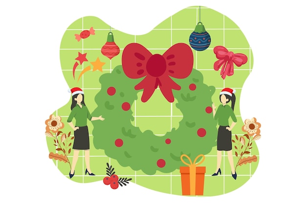 Decoración de navidad ilustración de diseño plano