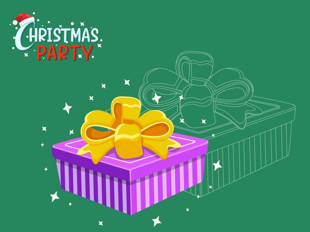 Decoración de Navidad Regalo con efectos de texto de fiesta de Navidad Cinta de regalo de Navidad feliz año nuevo feliz cumpleaños Ilustración vectorial