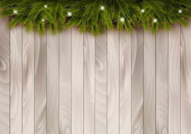 Vector decoración de navidad sobre fondo de madera.