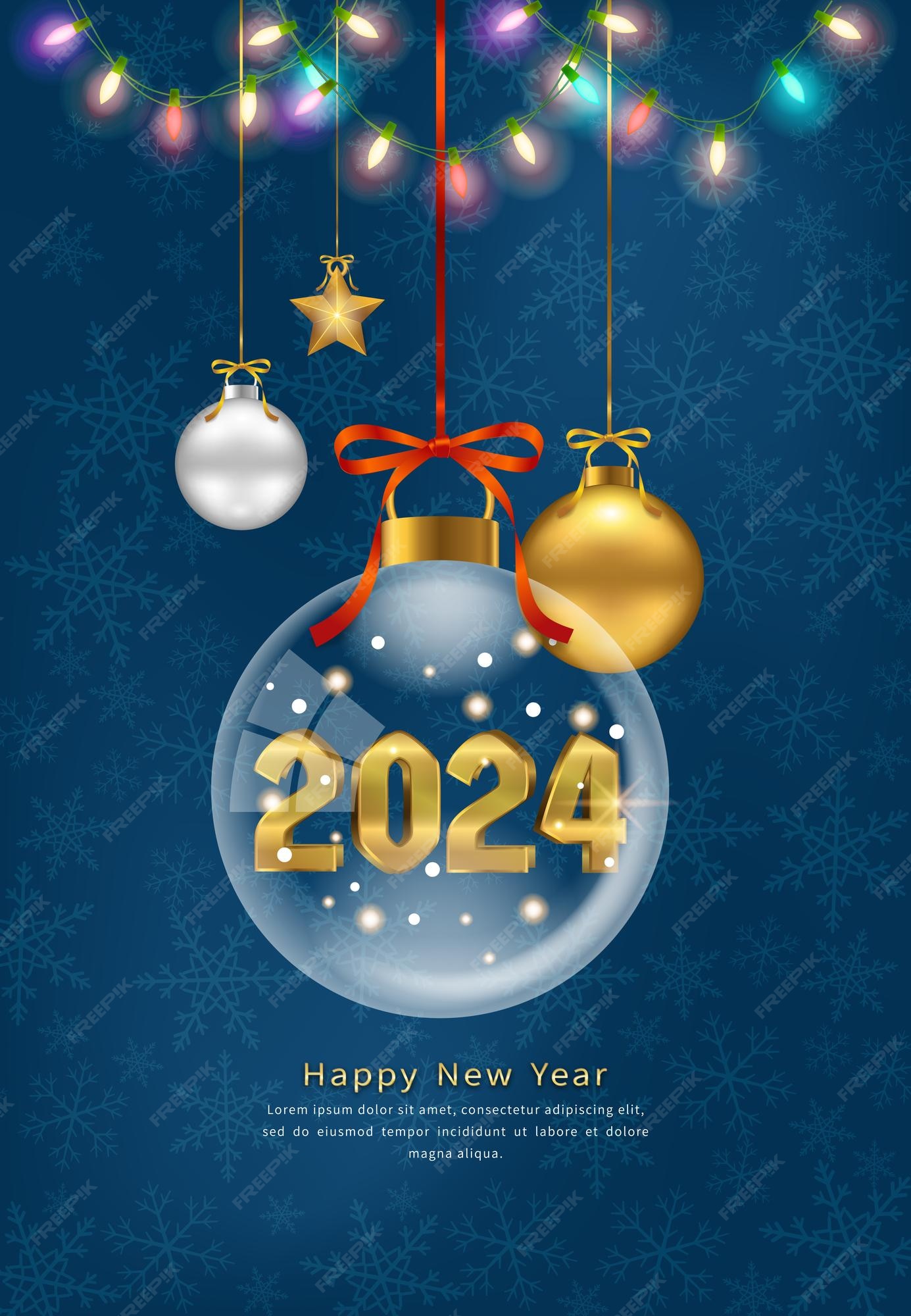 Decoración navideña 2024 números feliz año nuevo tarjeta felicitación