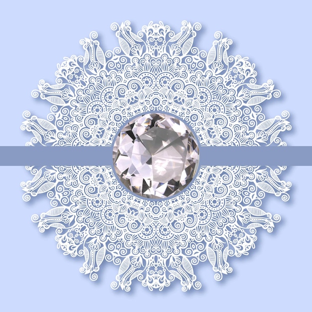 Vector decoración navideña de copos de nieve con joya de diamantes.