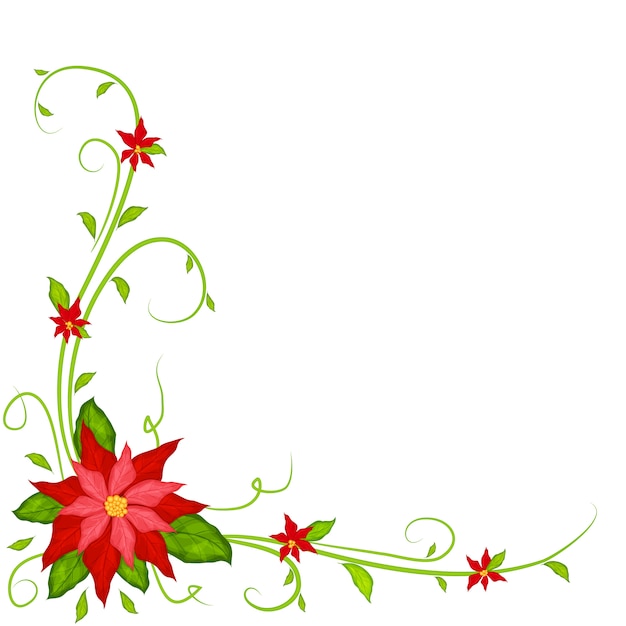 Decoración navideña con flor de pascua | Vector Premium