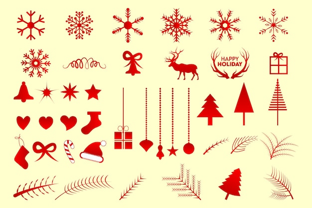 Decoración navideña con iconos establecidos