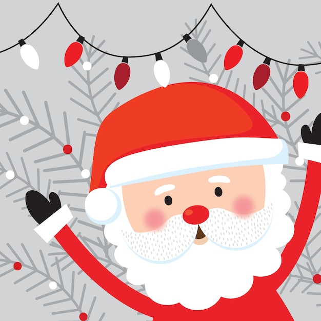 Decoración navideña y personaje de santa claus