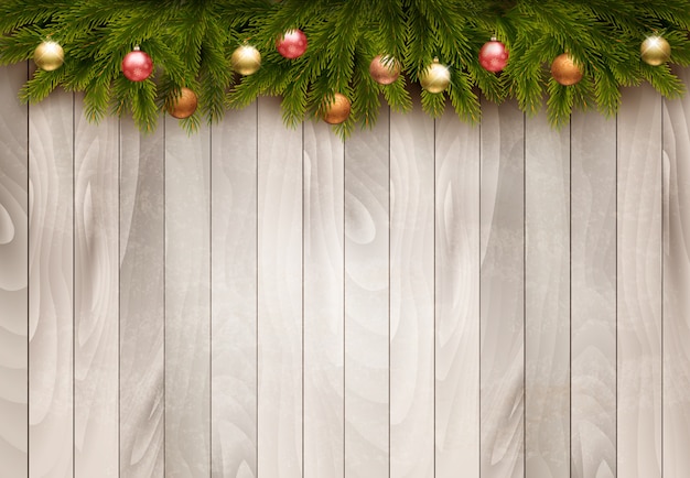 Decoración navideña sobre un antiguo fondo de madera