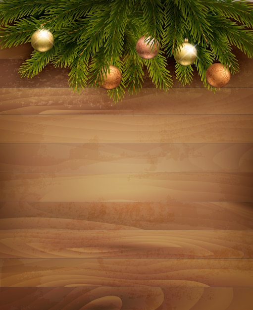 Decoración navideña sobre fondo de madera