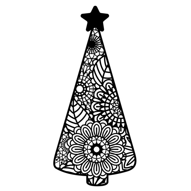 Decoración navideña zentangle aislado sobre fondo blanco.