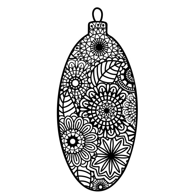 Decoración navideña zentangle aislado sobre fondo blanco.