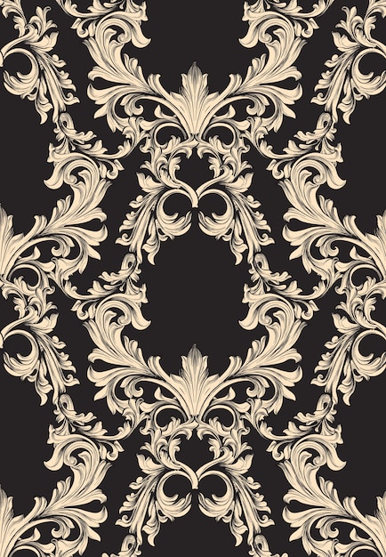 Decoración de ornamento hecho a mano de patrón de Damasco. Texturas de fondo barroco