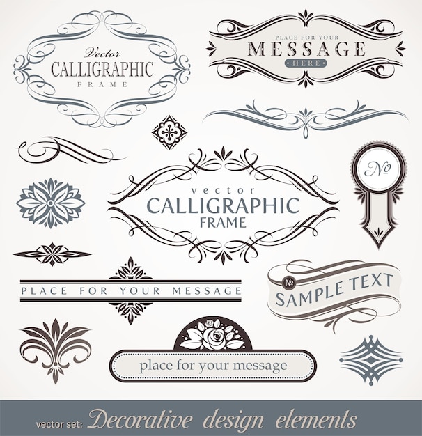 Decoración de página de elementos de diseño caligráfico decorativo vectorial