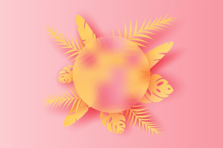 Vector decoración de palmeras de hojas tropicales de verano sobre fondo de texto colocado origami de corte de papel