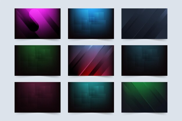 Decoración de paquete de fondo futurista con formas abstractas coloridas Diseño de conjunto de textura de fondo moderno con espacio vacío Colección de textura de fondo oscuro editable para múltiples usos
