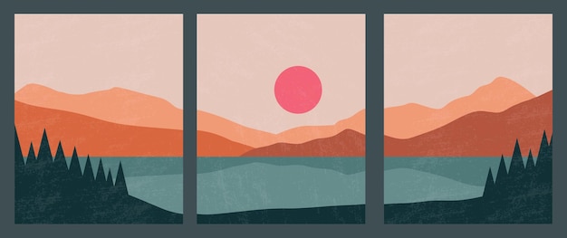 Decoración de pared de carteles de paisaje contemporáneo abstracto