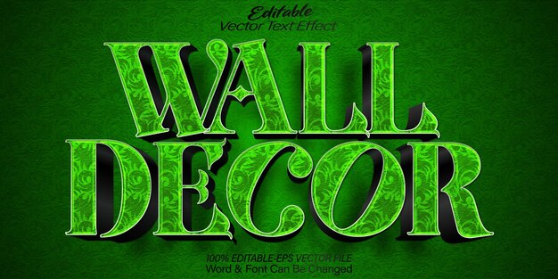 Decoración de pared Efecto de texto vectorial Editable Alfabeto verde Vintage Decoración del hogar Papel de pared