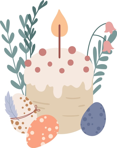 Decoración de pastel de Pascua y huevos