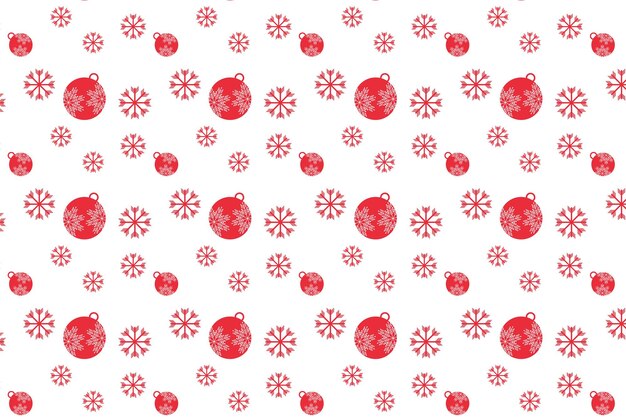 Decoración de patrón simple de Navidad con copos de nieve y bolas de decoración Textura de patrones sin fisuras de Navidad para portadas de libros y fondos Patrón abstracto de Navidad sobre un fondo blanco