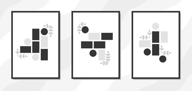 Vector decoración de póster de arte de pared moderno con formas geométricas abstractas estéticas y forma floral