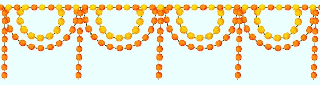 decoración de la puerta de la guirnalda de flores de caléndula en el momento del festival con flor amarilla y naranja