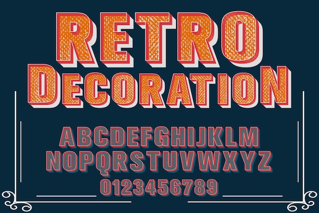 Vector decoración retro alfabeto diseño de la etiqueta