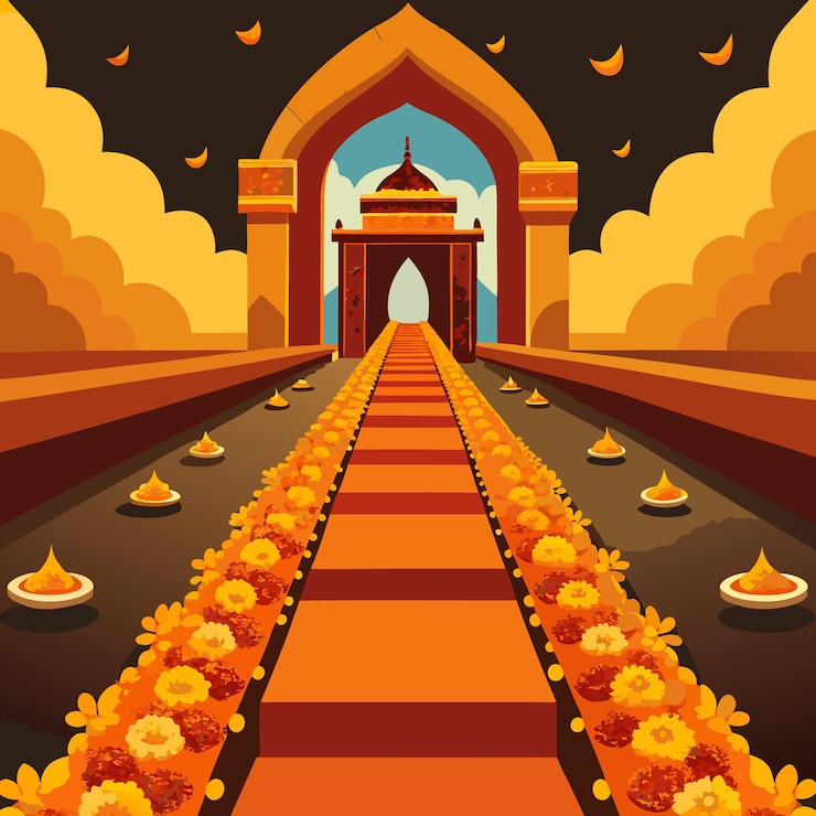 Vector decoración de la sala en la celebración de los muertos